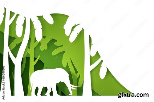 Vector And Digital Craft Style Of Green Eco Forest 19xAI