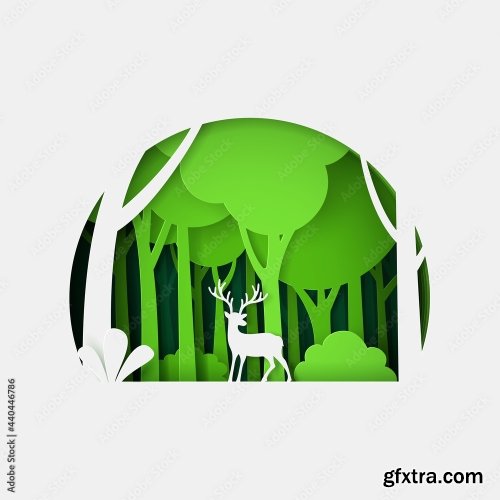 Vector And Digital Craft Style Of Green Eco Forest 19xAI