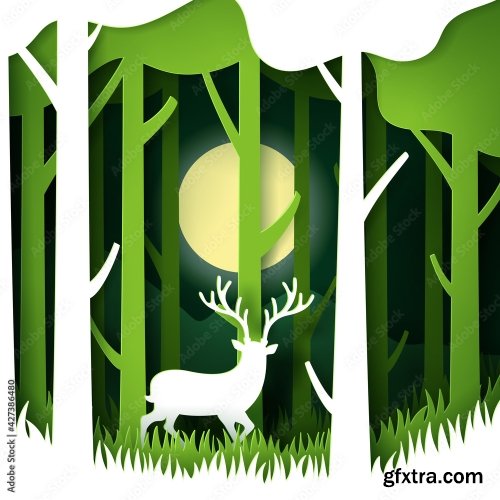 Vector And Digital Craft Style Of Green Eco Forest 19xAI