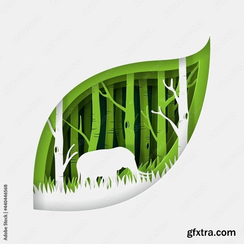 Vector And Digital Craft Style Of Green Eco Forest 19xAI