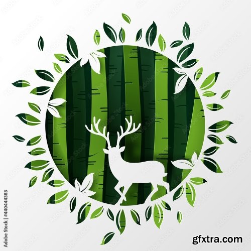 Vector And Digital Craft Style Of Green Eco Forest 19xAI