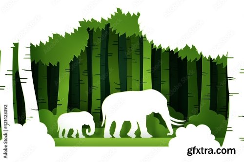 Vector And Digital Craft Style Of Green Eco Forest 19xAI