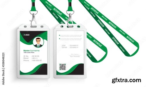 Corporate Id Card With Lanyard Set 4 15xAI