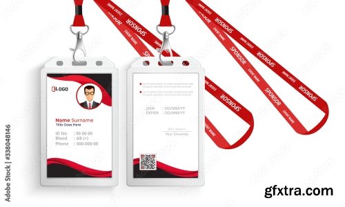 Corporate Id Card With Lanyard Set 4 15xAI