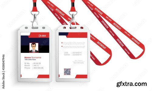 Corporate Id Card With Lanyard Set 4 15xAI