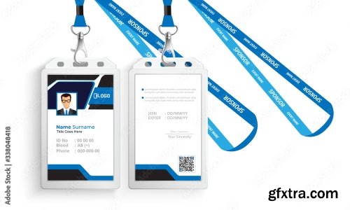 Corporate Id Card With Lanyard Set 4 15xAI