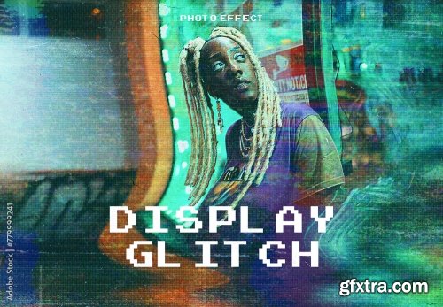 Glitch Photo Effect Mockup 1xPSD