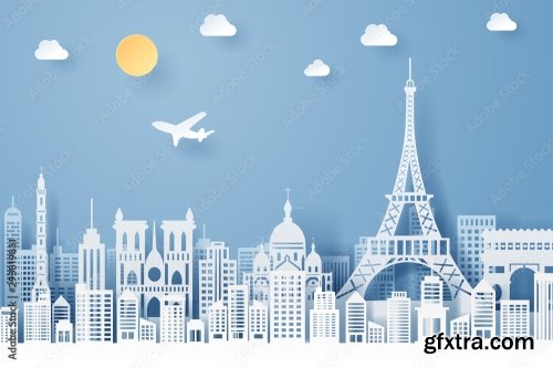 Paper Cut Of France Landmark Travel And Tourism Concept 5xAI