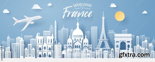 Paper Cut Of France Landmark Travel And Tourism Concept 5xAI