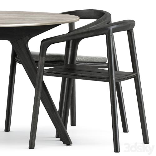 Solid armchair and Teak nero table CF 148 by manutti