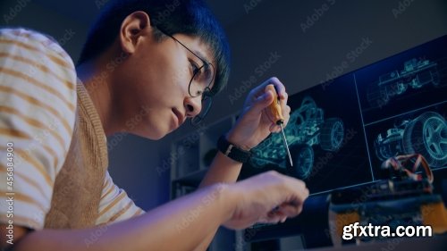 Asian Teenager Doing Arduino Robot 15xJPEG