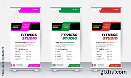 Fitness Gym Roll Up Banner Design 20xAI