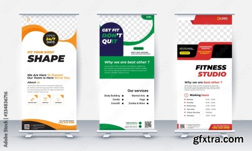 Fitness Gym Roll Up Banner Design 20xAI