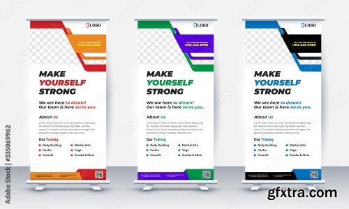 Fitness Gym Roll Up Banner Design 20xAI