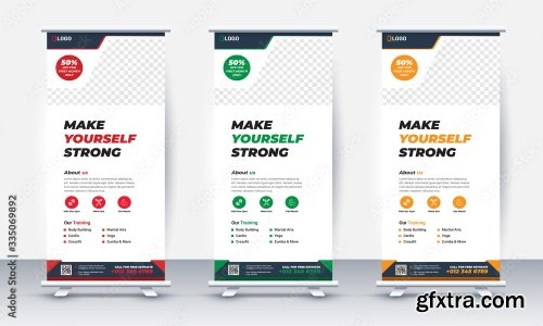 Fitness Gym Roll Up Banner Design 20xAI