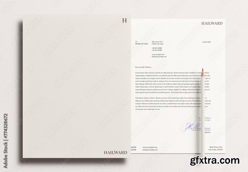 Letterhead Letter Pencil Mockup 4 12xPSD