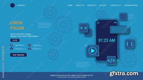 Modern Trendy Landing Page Vector Design Template 6xAI