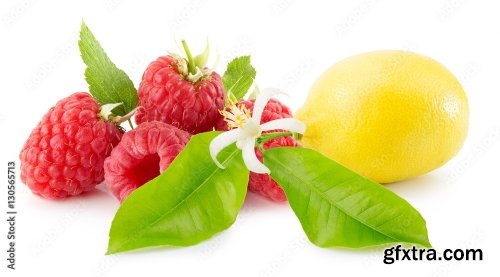 Lemons And Raspberries Isolated On A White Background 5xJPEG