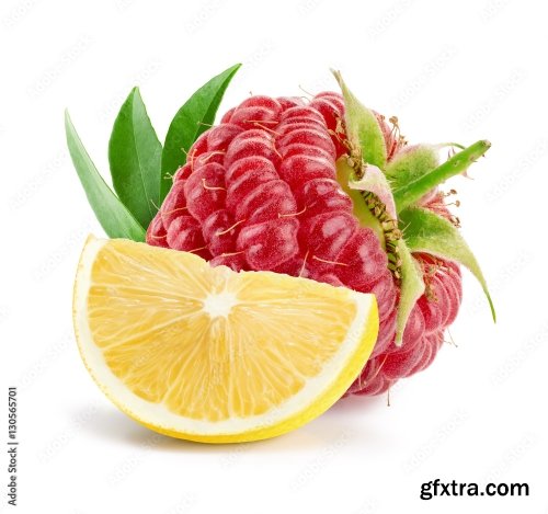 Lemons And Raspberries Isolated On A White Background 5xJPEG