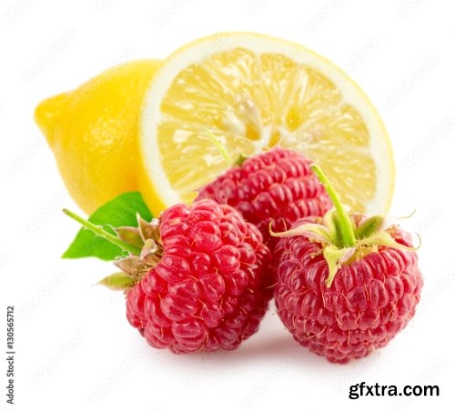 Lemons And Raspberries Isolated On A White Background 5xJPEG