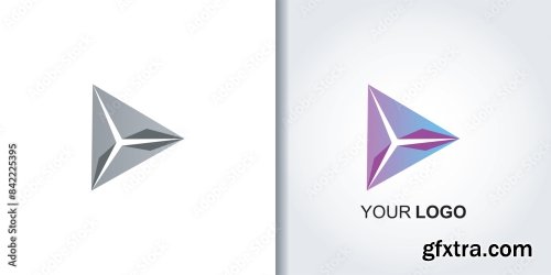 Play Button Triangle Logo Template 6xAI