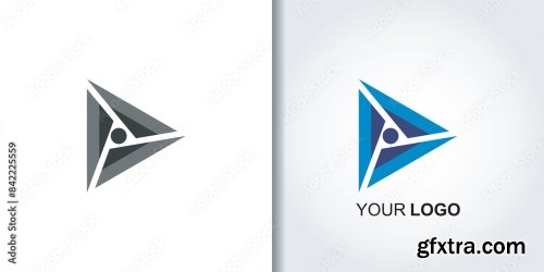 Play Button Triangle Logo Template 6xAI