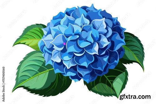 Blue Hydrangea Flower Vector Art Illustration 6xSVG