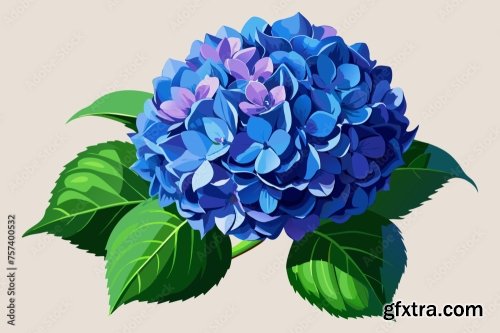 Blue Hydrangea Flower Vector Art Illustration 6xSVG