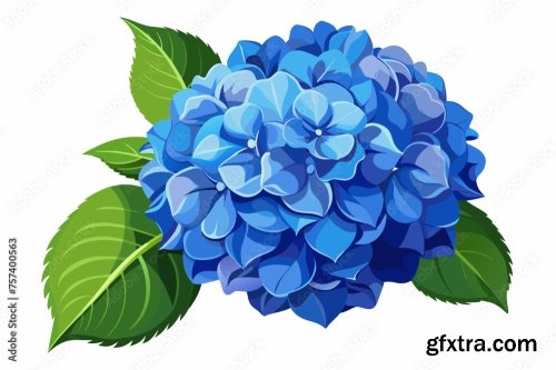 Blue Hydrangea Flower Vector Art Illustration 6xSVG