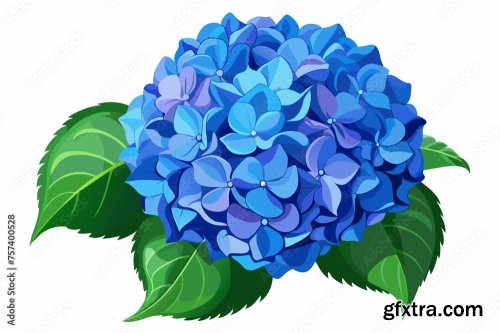 Blue Hydrangea Flower Vector Art Illustration 6xSVG