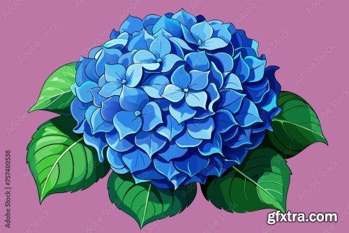 Blue Hydrangea Flower Vector Art Illustration 6xSVG