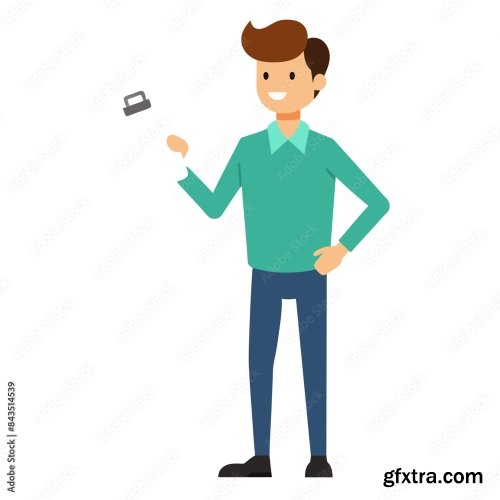 Salesperson Holding A Clipboard And Showcasing A Product 6xSVG