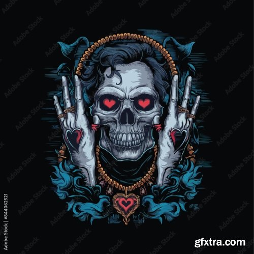 Dark Detailed Skull Gets A Makeover With An Expressive Skull Textured Background In Vector Illustration 6xAI