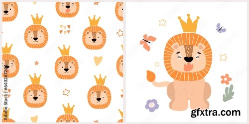 Seamless Pattern With Cute Faces Of Cats With Different Emotions 6xAI