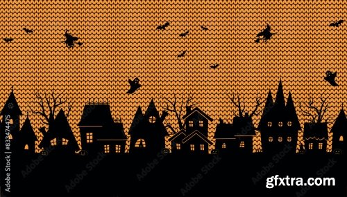 Halloween Seamless Border 6xAI