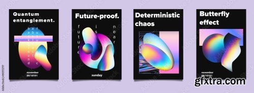 Set Of Abstract Posters With Complex 3D Shapes 6xAI