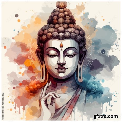 Buddha Vector Water Color Art 6xAI