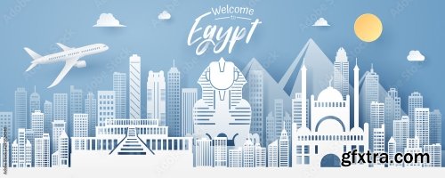 Paper Cut Of Egypt Landmark Travel And Tourism Concept 5xAI