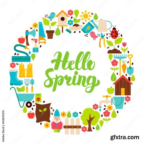 Flat Spring Garden Postcards 6xAI