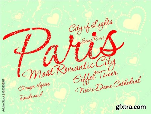 Paris Romantic City Graphic Design Vector Art 6xAI