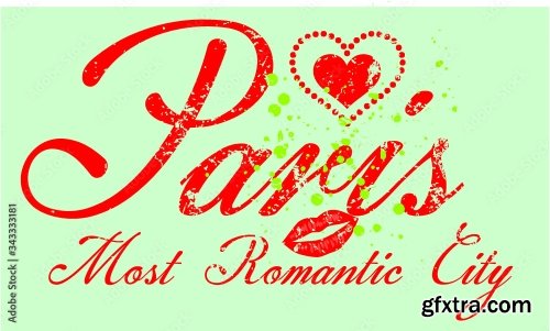 Paris Romantic City Graphic Design Vector Art 6xAI