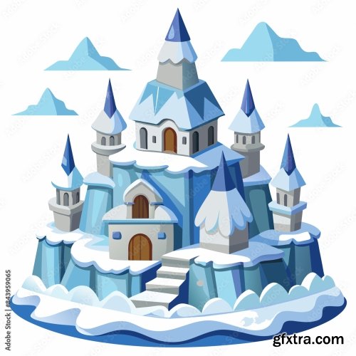 Snow Castle Made Of Snow Vector Illustration 6xSVG