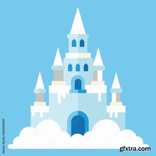 Snow Castle Made Of Snow Vector Illustration 6xSVG