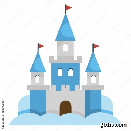 Snow Castle Made Of Snow Vector Illustration 6xSVG