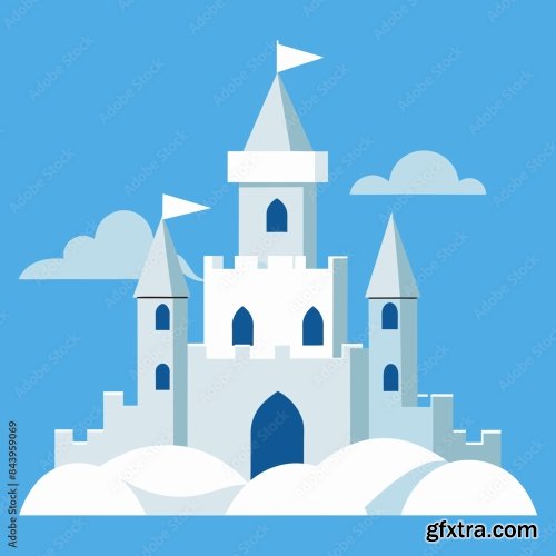 Snow Castle Made Of Snow Vector Illustration 6xSVG