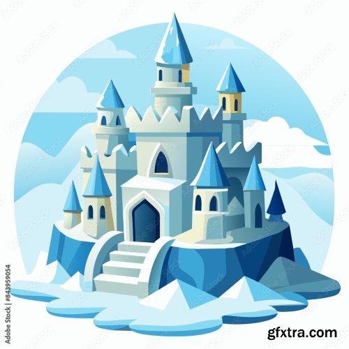 Snow Castle Made Of Snow Vector Illustration 6xSVG