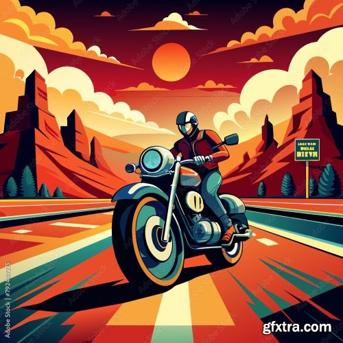 Motorcycle On The Road 6xSVG