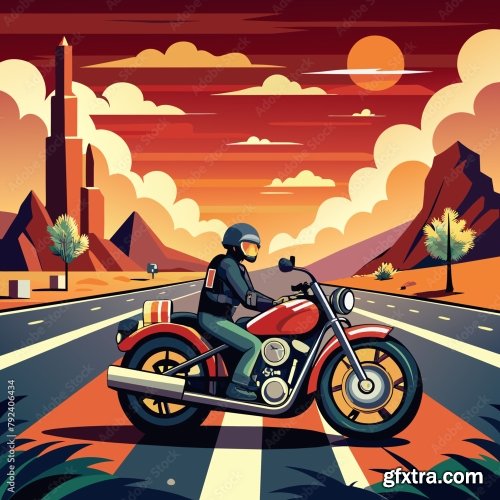 Motorcycle On The Road 6xSVG