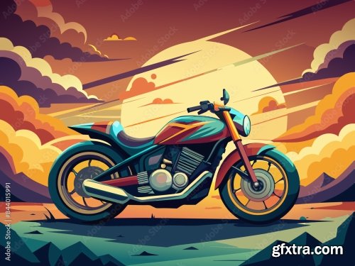 Motorcycle On The Road 6xSVG