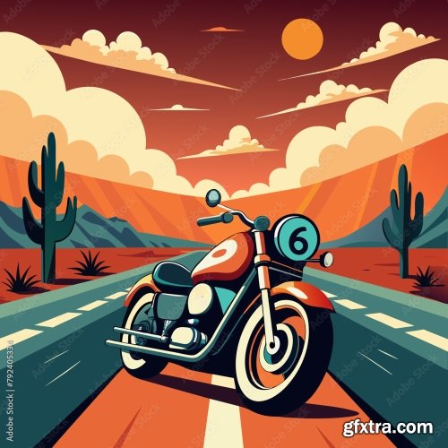 Motorcycle On The Road 6xSVG